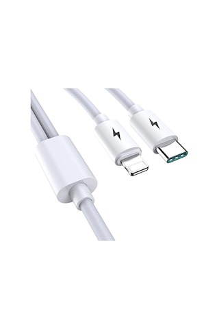 Bn94 iPhone Uyumlu Lightning Ve Type-c 2in1 Kablo Pd 5 Amper Hızlı Şarj