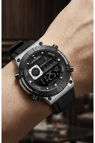 Naviforce Dijital Erkek Kol Saati Alarm Kronometre Metalik