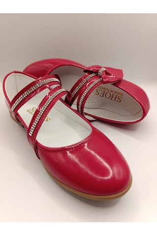 Kız Çocuk Rugan Kaydırmaz Taban Babet Kırmızı