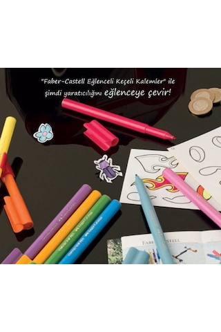 Faber Castell Keçeli Kalem 10 Renk Eğlenceli Keçeli Kalem 10'Lu