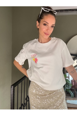 Ali Butik Ekru Aperol Baskılı Tişört