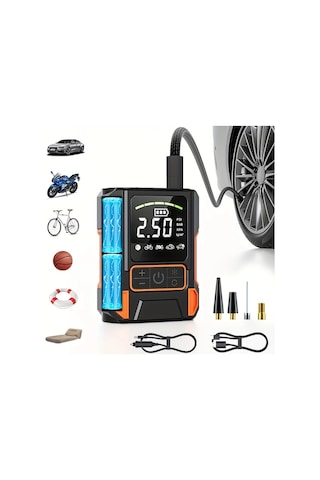 Xuweiwei Taşınabilir Dijital Hava Kompresörü Led Ekranlı Kablolu Kablosuz Çift Amaçlı Şişiriciler Araba Motosiklet Bisiklet Spor Topu