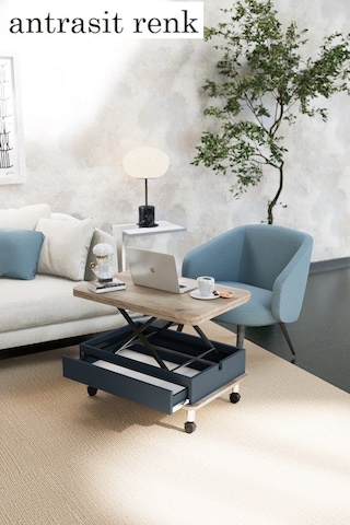 Oslo Akıllı Sehpa Tekerli Çekmeceli, Modern Yemek Masası