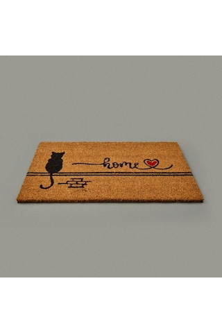 Giz Home Duvardaki Kedi Kapı Önü Paspası - Bej - 35x60 Cm Bej