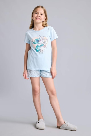 Defacto Dısney Lılo & Stıtch Lisanslı Regular Fıt 2li Pijama Açık Mavi Takımı Kız Çocuk E6241a826smbe773 Mavi-be773