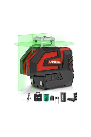 Kobb Kbl32gtp Profesyonel Li-ion Yatay 360 Ve Dikey Otomatik Hizalamalı Yeşil Nokta Şakül Ve Çapraz Çizgi Lazer+tripod