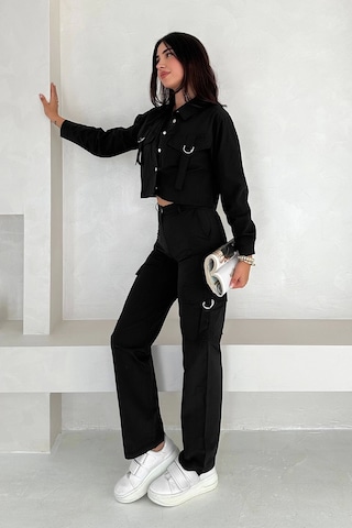 Asprin Fashion Kemerli Detay Gömlek Siyah Siyah