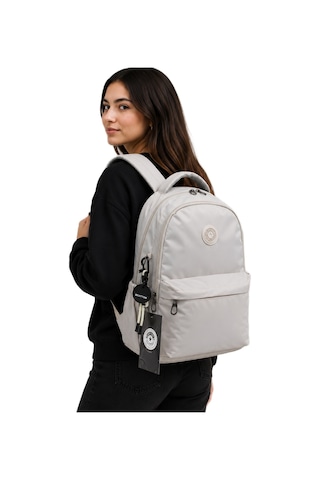 Bej Unisex Okul Çantası Su Geçirmez Kumaş Unisex Okul Sırt Çantası 2200 Bej