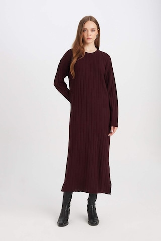 DeFacto Regular Fit Bisiklet Yaka Basic Düz Uzun Kollu Triko Elbise D7510AX24WNBR171 Bordo