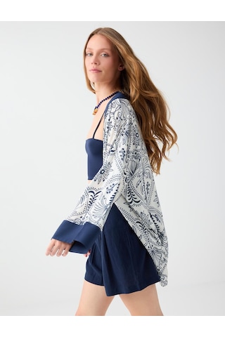 Jimmy Key Jimmy Key Lacivert Etnik Desenli Uzun Kol Dokuma Kimono 6sw147742494