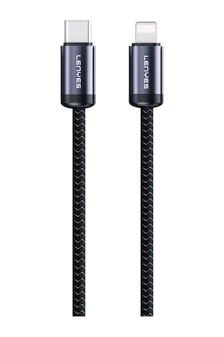Lenyes Lc537 Type-c To Lightning Hızlı Şarj Özellikli Örgülü Data Ve Şarj Kablosu 27w 1m Siyah