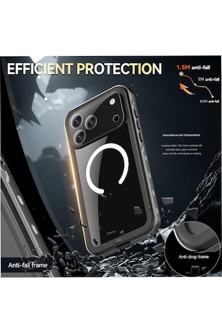 İphone Uyumlu 17 Pro Max İçin Su Geçirmez Kılıf Magnetik Kılıf Ekran Koruyucu İçinde Ip68 Su Geçirmez Tam 12ft Askeri Darbeye Dayanıklı