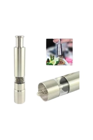 Paslanmaz Çelik Tuz Ve Kararbiber Öğütücü - Şeffaf Akrilik Hazne Renkli