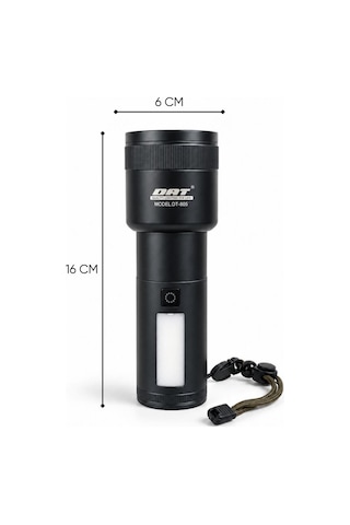 Şarj Edilebilir Zoomlu El Feneri - 1500 Lümen - 15 Watt - Dat - Dt-805 Açık Gri