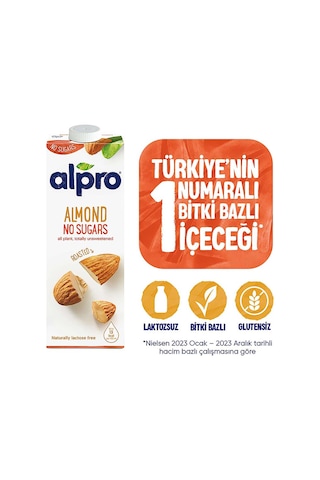 Alpro Şekersiz Badem Sütü 1 L
