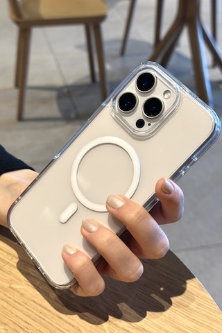 Apple Uyumlu iPhone 16 Pro Şeffaf Kılıf Magsafe Özellikli Hybrid Kristal Kapak Şeffaf