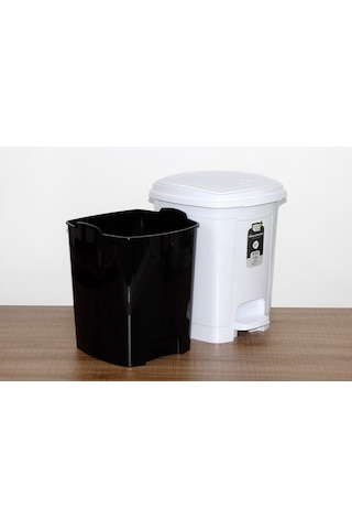 Polytime Pedallı Basmalı Çöp Kutusu Kovası / Çıkarılabilir İç Kovalı / Beyaz / 32 Litre / 47x35x35 Cm.