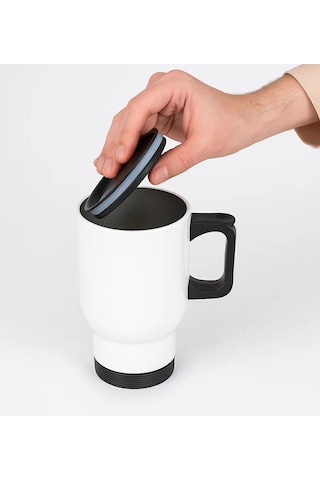Bk Gift Kişiye Özel İsimli Fotoğraflı Kulplu Beyaz Çelik Bardak Termos Mug 450ml-1, Sevgiliye Hediye, Arkadaşa Hediye, Eşe Hediye