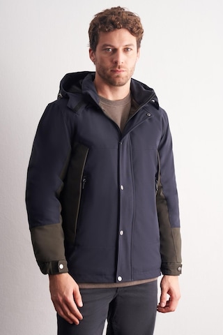 Lacivert - Haki Kapüşonlu Yaka Bondid Yırtmaçsız Casual Mont 1007255134 Lacivert - Haki