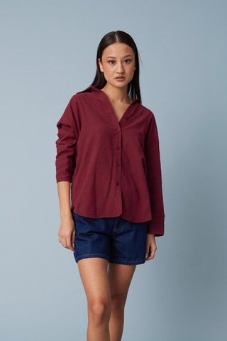 Avrile Oversize Gömlek Bordo
