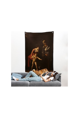Caravaggio - Madonna Ve Çocuk, Aziz Anne İle Duvar Örtüsü-7359