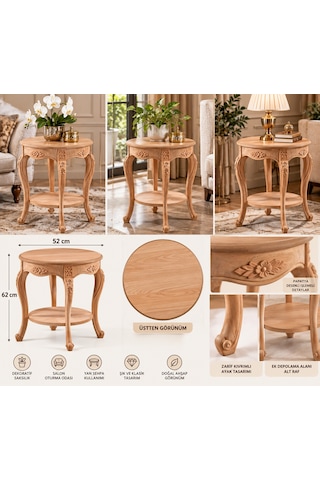Mmb-trade Nexora Living 5913 Papatya Yuvarlak Saksılık 52x52x62 Cm Çiçek Desenli Dekoratif Saksı Standı, Raflı Çiçeklik Ve Klasik Yan Sehpa Mmbz Çok Renkli