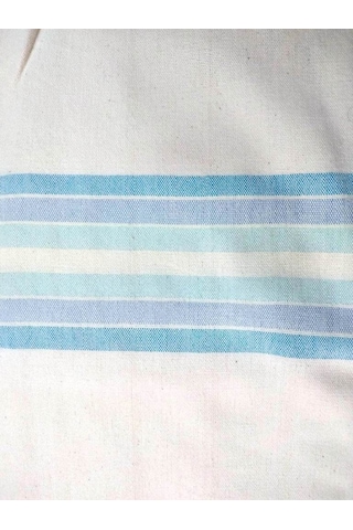 Mandaş Pamuklu El Dokuma Peştemal (80X200) - Krem Mavi