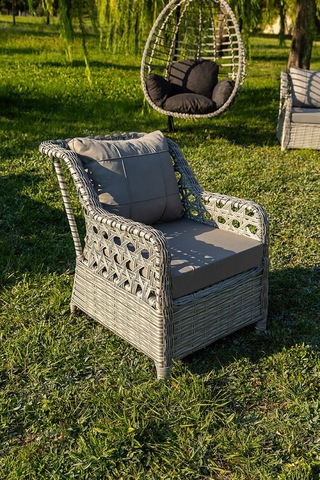 Btkconsept Lupa Rattan Bahçe Mobilyası 3+1+1 Puf Ve Salıncak Dahil Bej