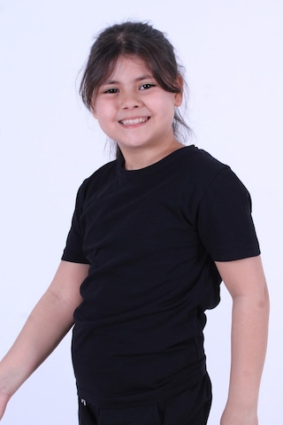 Fyk Kids Baskısız, Düz Bisiklet Yaka Kız Çocuk Tişört Siyah