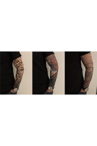 Giyilebilir Dövme 3 Çift 6 Adet Kol Çorap Dövmesi Sleeve Tattoo Set16
