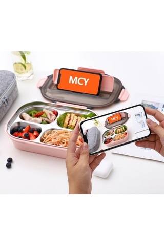 Weichuang01taşınabilir 304 Paslanmaz Çelik Yalıtımlı Öğle Yemeği Kutusu - Pembe