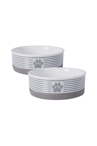 Bone Dry Paw & Patch Seramik Evcil Hayvan Koleksiyonu, Orta Set, 15x5 Cm, Gri, 2 Parça Sku: Smgstk314b15de43 Acı Kahve