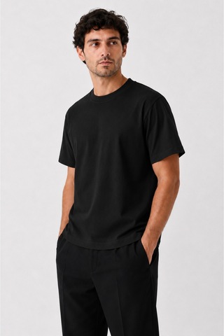 Masion Rae Erkek Premium Siyah Oversize Tişört Nefes Alan Yumuşak Dokulu Terletmeyen Rahat Kalıp Basic