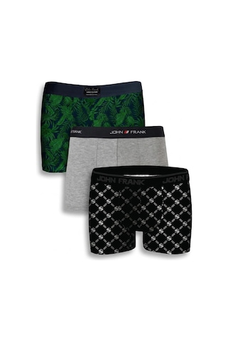 John Frank Logolu Pamuklu 3'lü Paket Boxer Erkek Boxer Jfbs3 Yeşil-gri-sbeyaz