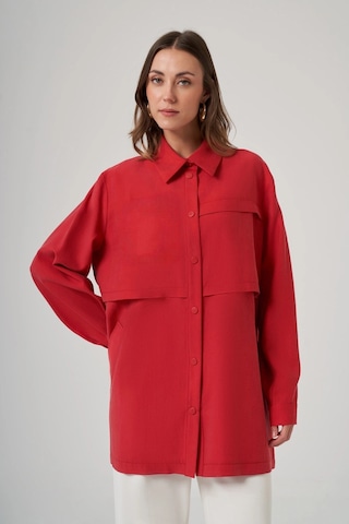 Nuss 6035 Cep Detay İnce Kap - Red Plum