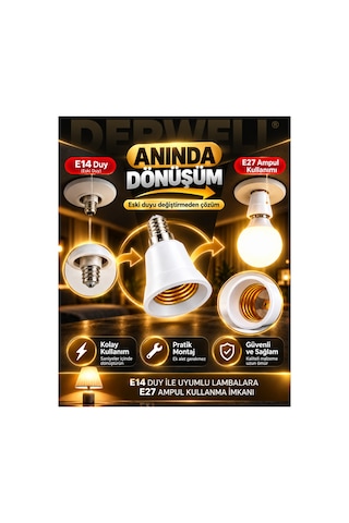 Tekli Paket E14ten E27ye Ampul Duy Çevirici Dönüştürücü Soket İnce Diş Erkek Giriş Kalın Diş Dişi Çıkış Tasarruflu Led Akıllı Ampul Pratik Avize Aparatı Sağlam Gövde Uyumlu Aydınlatma Çözümleri