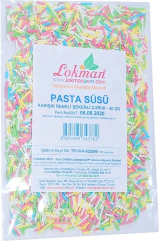 Lokman Karışık Renkli Şekerli Çubuk Pasta Süsü 40 G