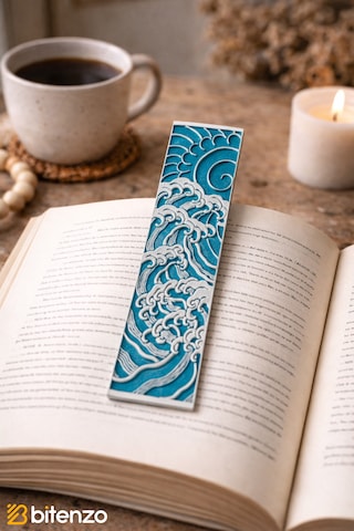 Mavi Dalgalar Desenli Kitap Ayracı