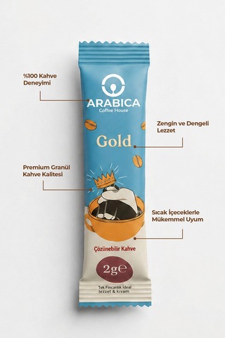 Arabica Coffee House Gold Nitelikli Stick Kahve 2 Gr X 100 Adet - Saf & Yoğun Aroma Granül