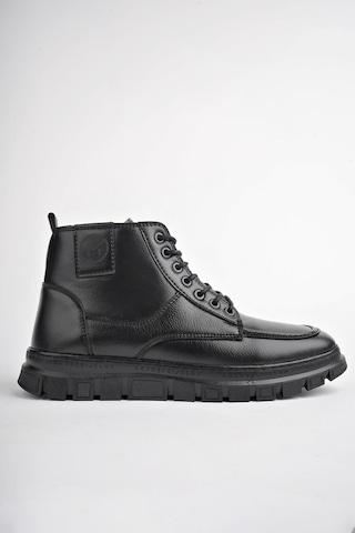 Muggo Gilberto Garantili Fermuarlı Bağcıklı Kürklü Hafif Taban Erkek Bot Siyah