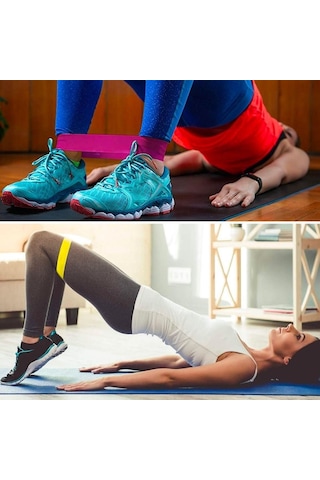 Büro Ev Ofis Yazlık Spor Egzersizi İçin 5parça Crossfit Pilates Direnç Bant Seti Gri