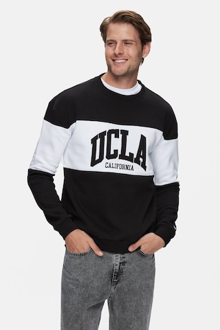 Ucla Archer Siyah Bisiklet Yaka Nakışlı Loose Fit Erkek Sweatshirt Siyah