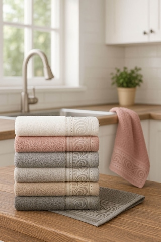 6'lı Mutfak Havlusu Seti 30x50 Cm %100 Pamuklu Derya Çok Renkli