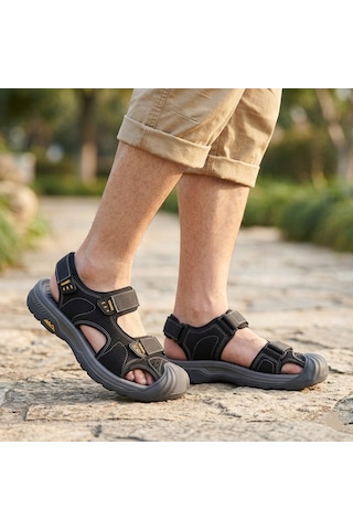 Voyager Önü Kapalı Erkek Rahat Hafif Kaydırmaz Taban Outdoor Sandalet E337 Siyah