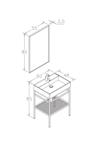 Orka Capetown 60 Cm Siyah Banyo Dolabı Alt Modül Ve Lavabo Siyah