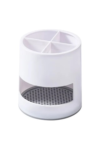 Geekyou Banyo Diş Fırçası, Makyaj Fırçası Ve Besteçlik Depolama Kasesi - Su Akışlı Tabanlı Sağlıklı Organizer Beyaz