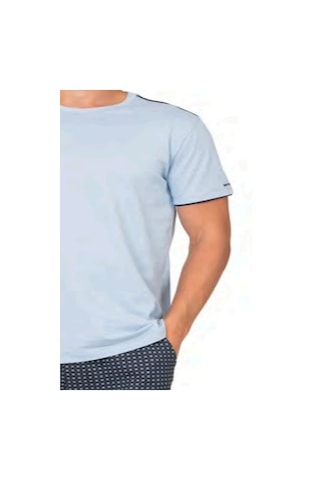 Pierre Cardin 6122 Erkek Kısa Kollu Bisiklet Yaka Pijama Takımı-mavi