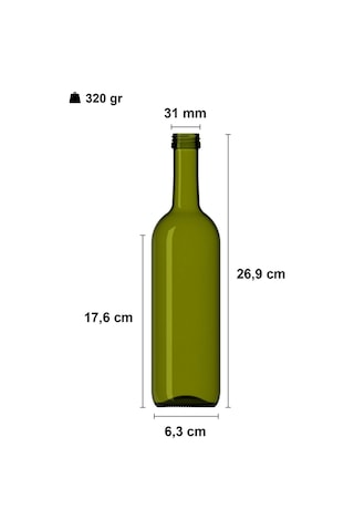 Afracam 500 ml Yeşil Zeytinyağı Kapak ve Kapüşon Cam Şişe 15 Adet
