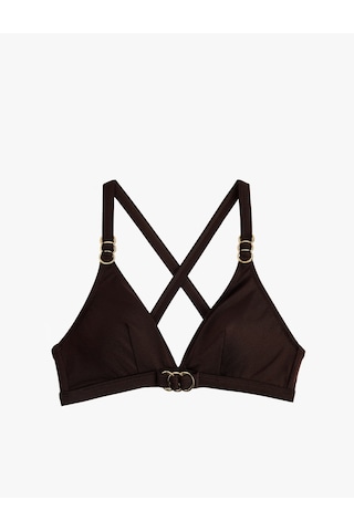Koton Aksesuarlı Çapraz Askılı Bikini Üstü Kahverengi 6sak10033mm