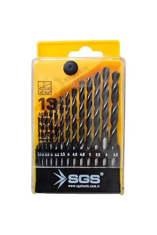 Sgs Hss Matkap Ucu Seti - Metal-inox-ahşap-plastik - 1.5-6.5 Mm Arası 13 Parça
